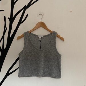 NWT Better Together grey waffle knit sleeveless crop top, M